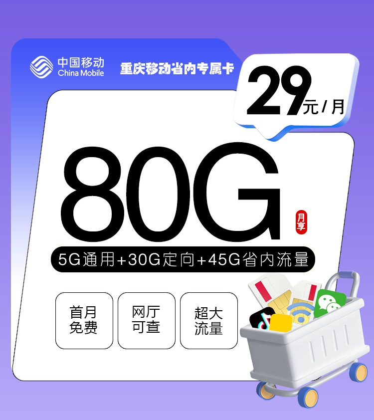 重庆移动省内专属卡【仅发重庆】